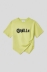 Picture of Asymmetric round neck jersey T shirt with pleat detail and • Lime print