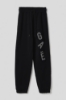 Immagine di Pantalone in felpa tasche alla francese e ricamo • Nero