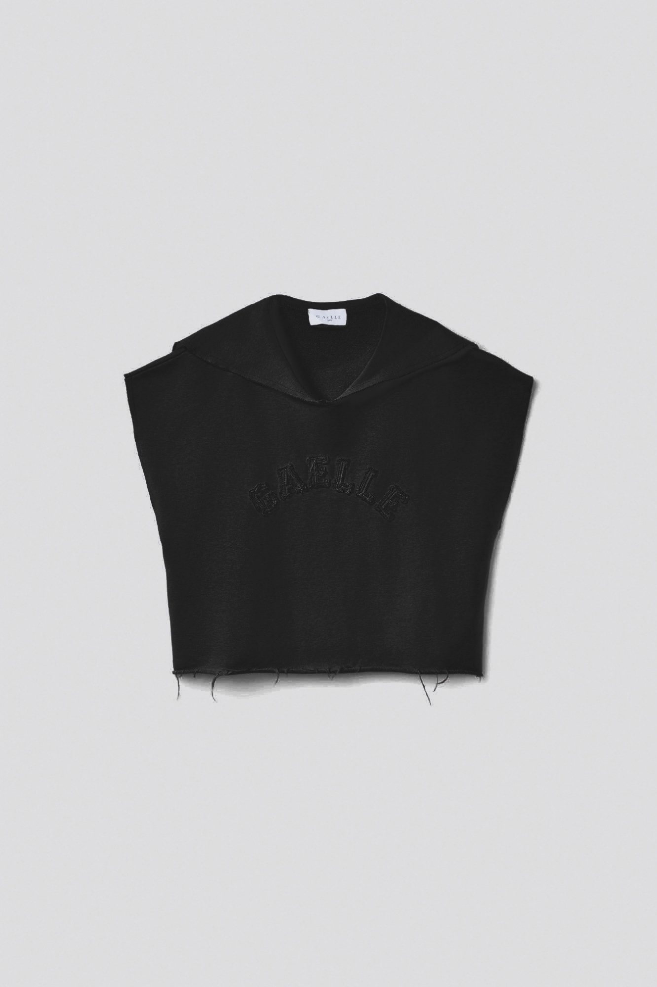 Picture of Sleeveless crop sweatshirt with sailor collar and embroidery • Black