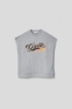 Picture of Oversized sleeveless crew neck sweatshirt with embroidery • Melange grey