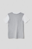 Picture of Short dress with v-neck maxi vest and printed jersey sleeves • Melange grey