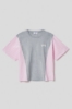 Immagine di T shirt jersey paricollo con inserti in popeline • Grigio melange