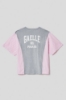 Immagine di T shirt jersey paricollo con inserti in popeline • Grigio melange
