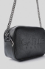 Mini camera bag glitter con logo embossed • Nero