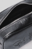 Mini camera bag glitter con logo embossed • Nero
