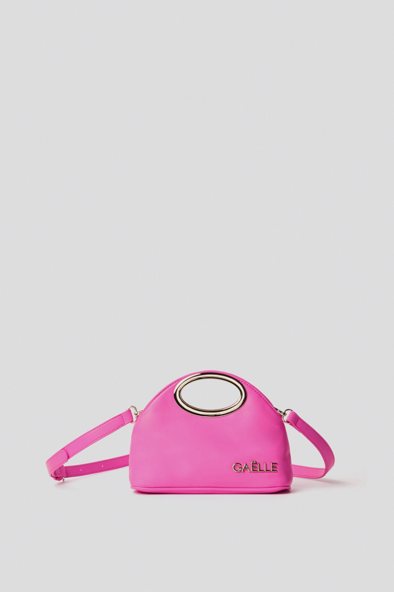 Picture of Mini hand bag with metal logo • Fuchsia