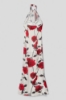 Immagine di Abito lungo scollo halter in raso creponne • Rose rosse