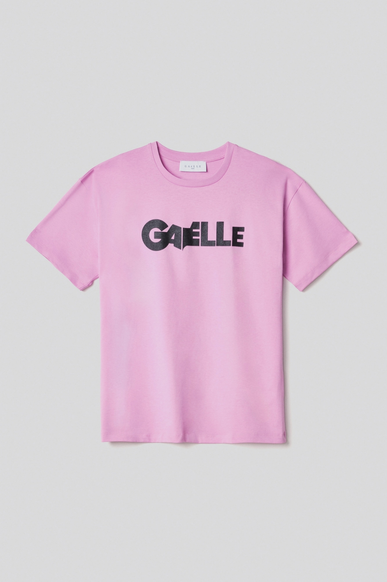 T shirt in jersey paricollo con stampa • Rosa orchidea