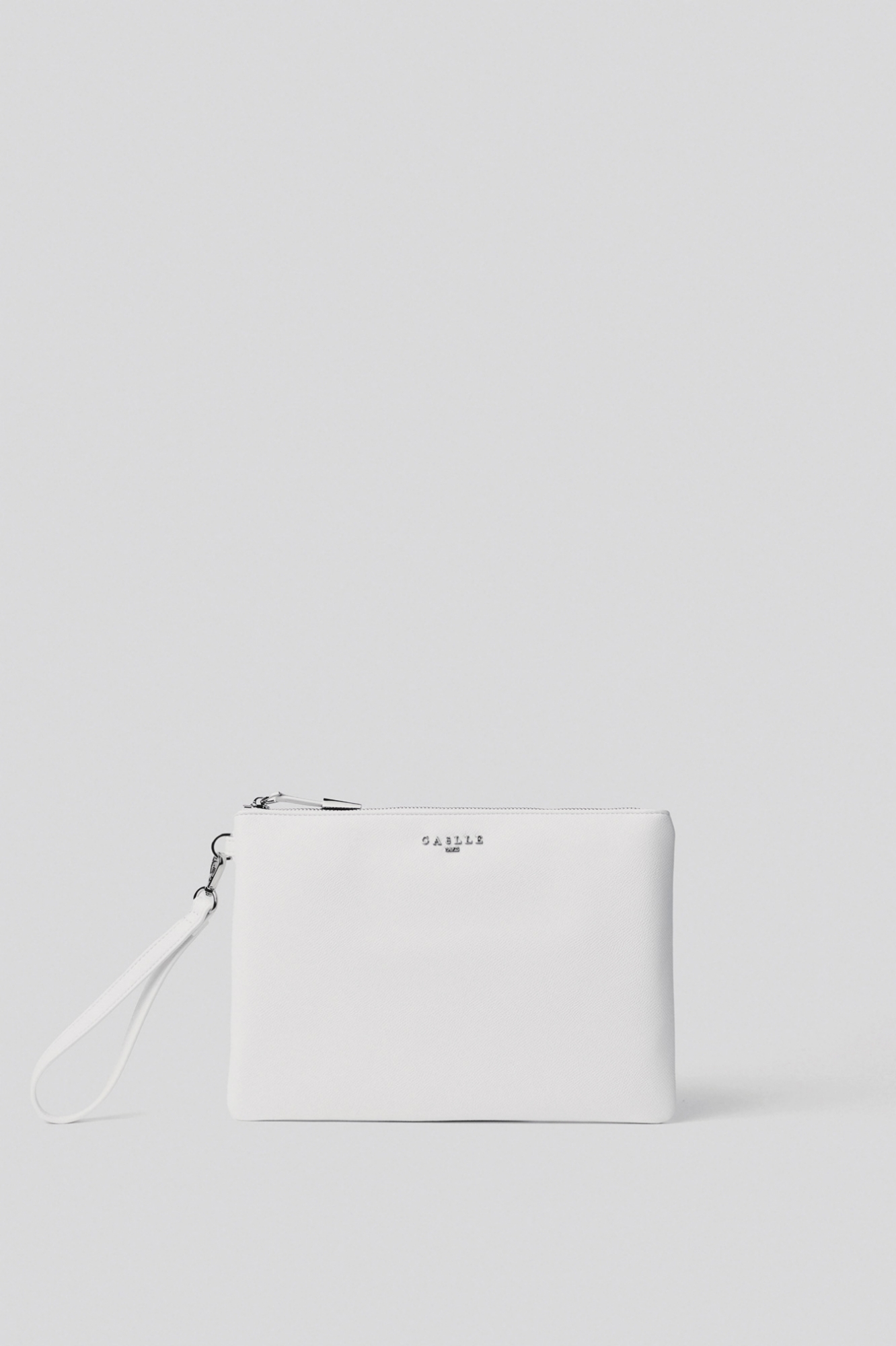 Reg pochette ecopelle logo in metallo • Bianco