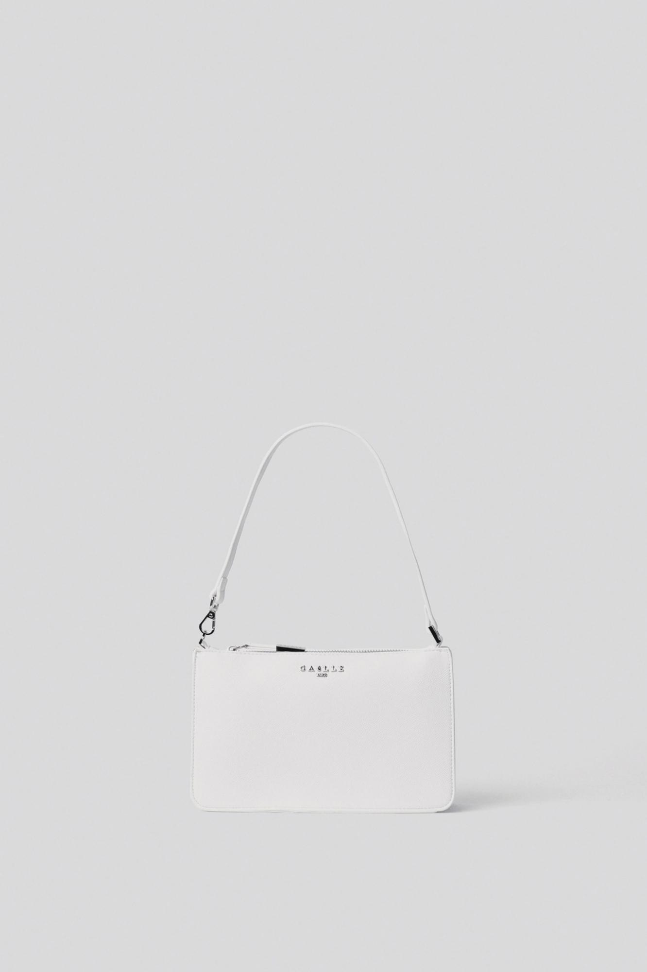 Mini pochette con logo in metallo • Bianco