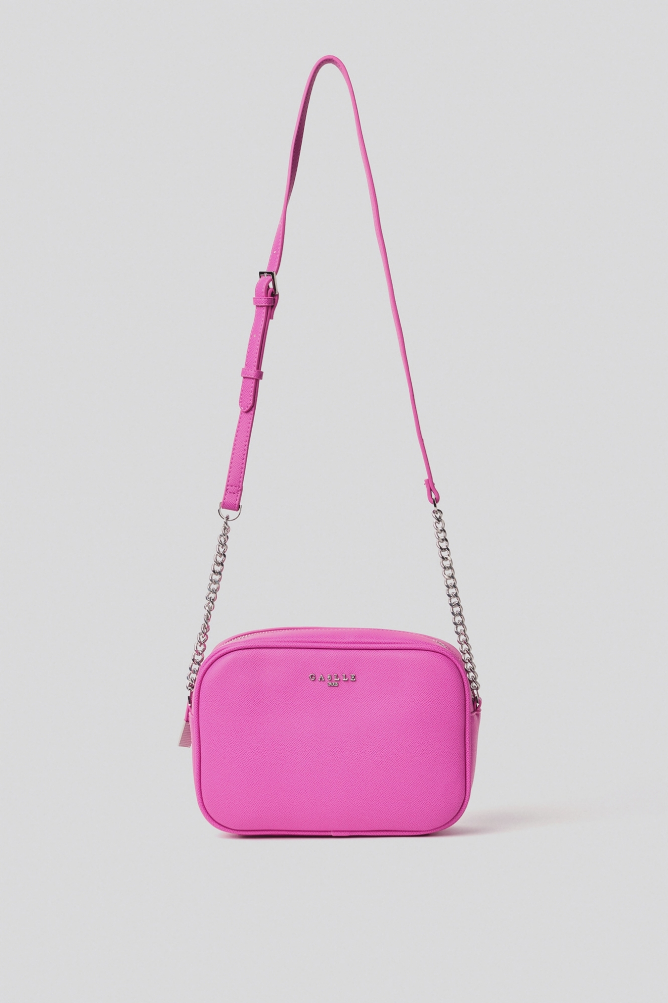 Reg camera bag con logo in metallo • Fucsia
