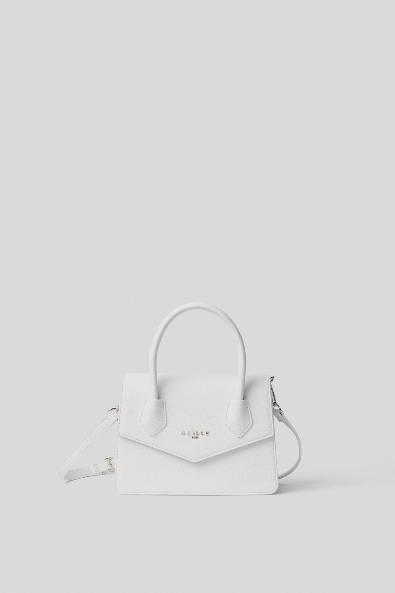 Reg hand bag con logo in metallo • Bianco