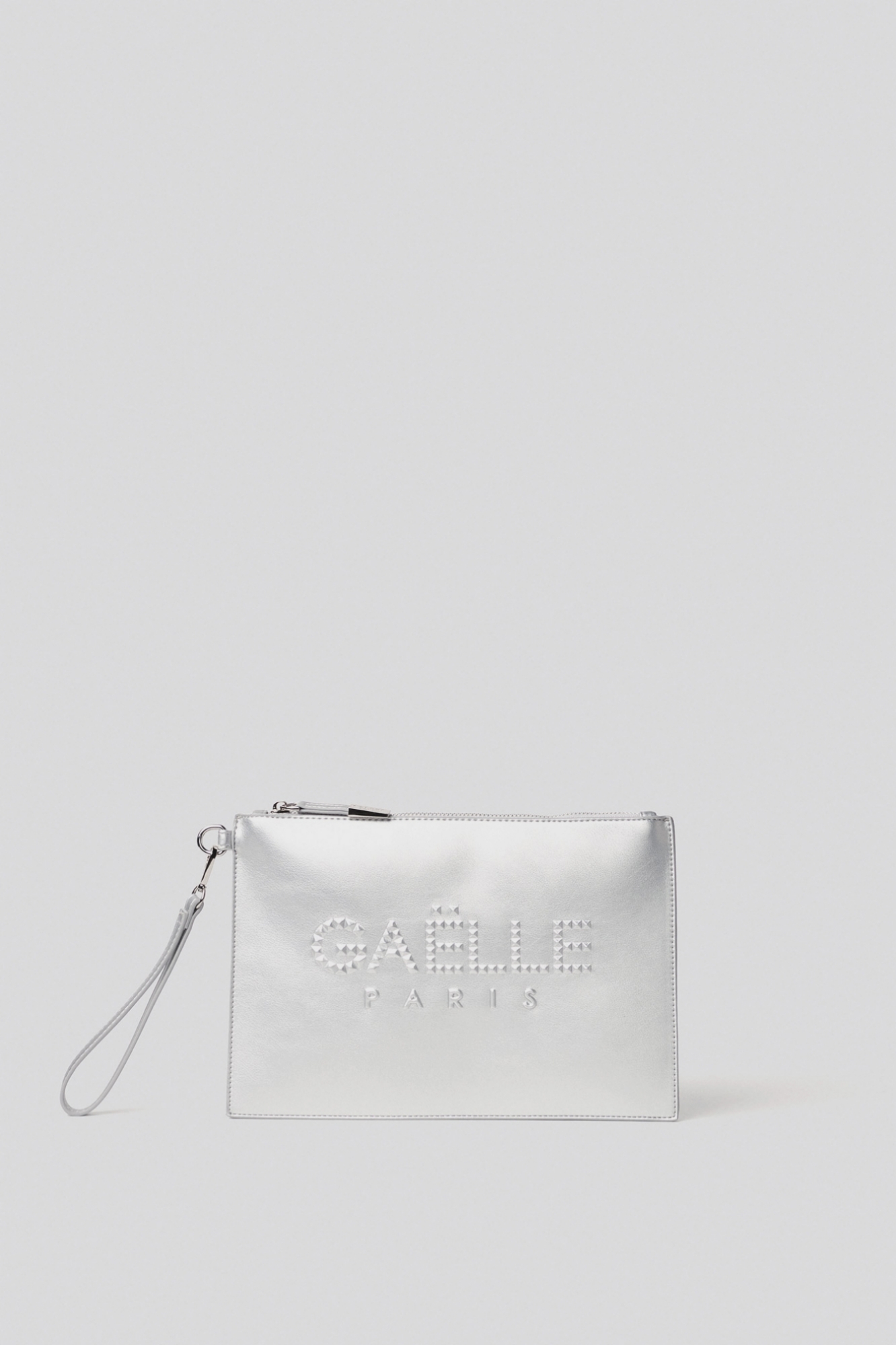 Reg pochette con logo embossed • Argento