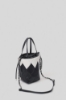 Mini bucket bag matelasse' a rombi e logo in metallo • Nero bianco