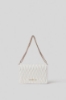Reg shoulder strap plisse' con logo in metallo • Bianco