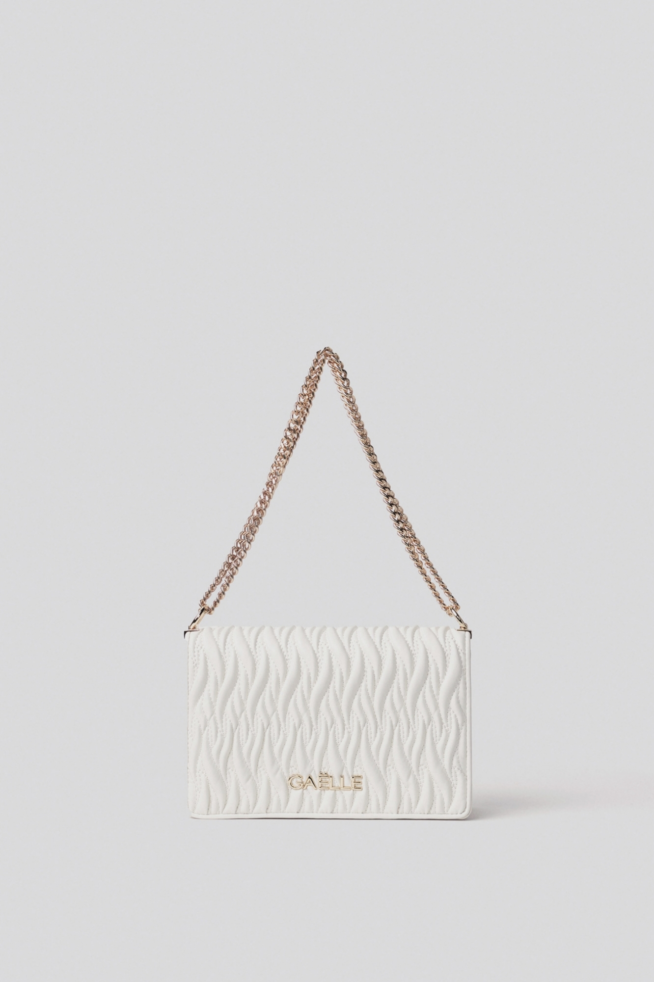 Reg shoulder strap plisse' con logo in metallo • Bianco
