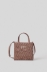Reg. shopper plisse' con logo in metallo • Tabacco