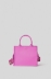 Mini shopper con logo in metallo e tracolla jacquard • Fucsia