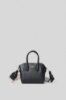 Mini duffle con logo in metallo e tracolla jacquard • Nero