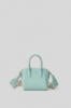 Mini duffle con logo in metallo e tracolla jacquard • Verde acqua