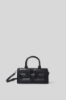 Reg hand bag in vernice con maxi patch double g • Nero