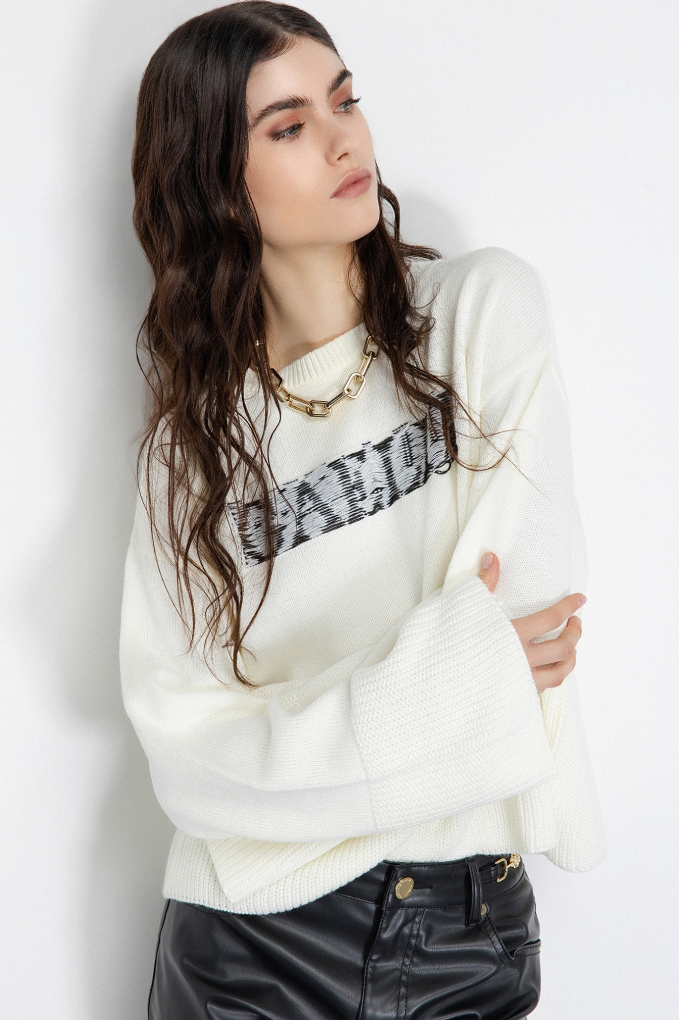 Pullover Cropped In Maglieria • Burro