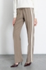 Pantalone Dritto Morbido Con Laccetti In Vita E Bande Laterali • Cammello
