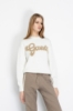 Pullover Cropped In Maglieria Con Logo Lurex • Off White