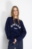 Pullover Paricollo In Maglieria Con Ricamo Logo • Blu