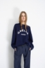 Pullover Paricollo In Maglieria Con Ricamo Logo • Blu