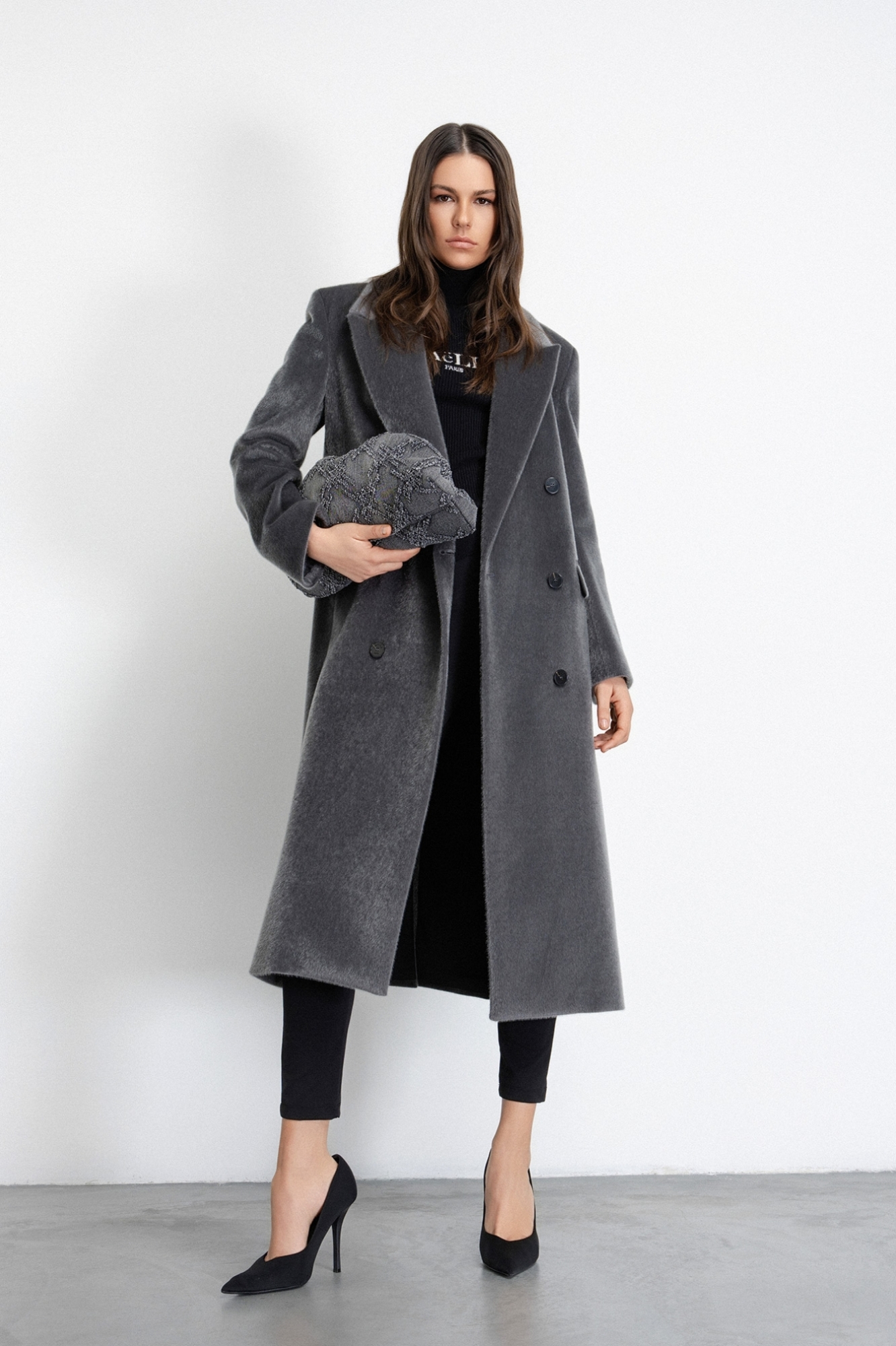 Maxi Pochette Denim Sfrangiato • Nero