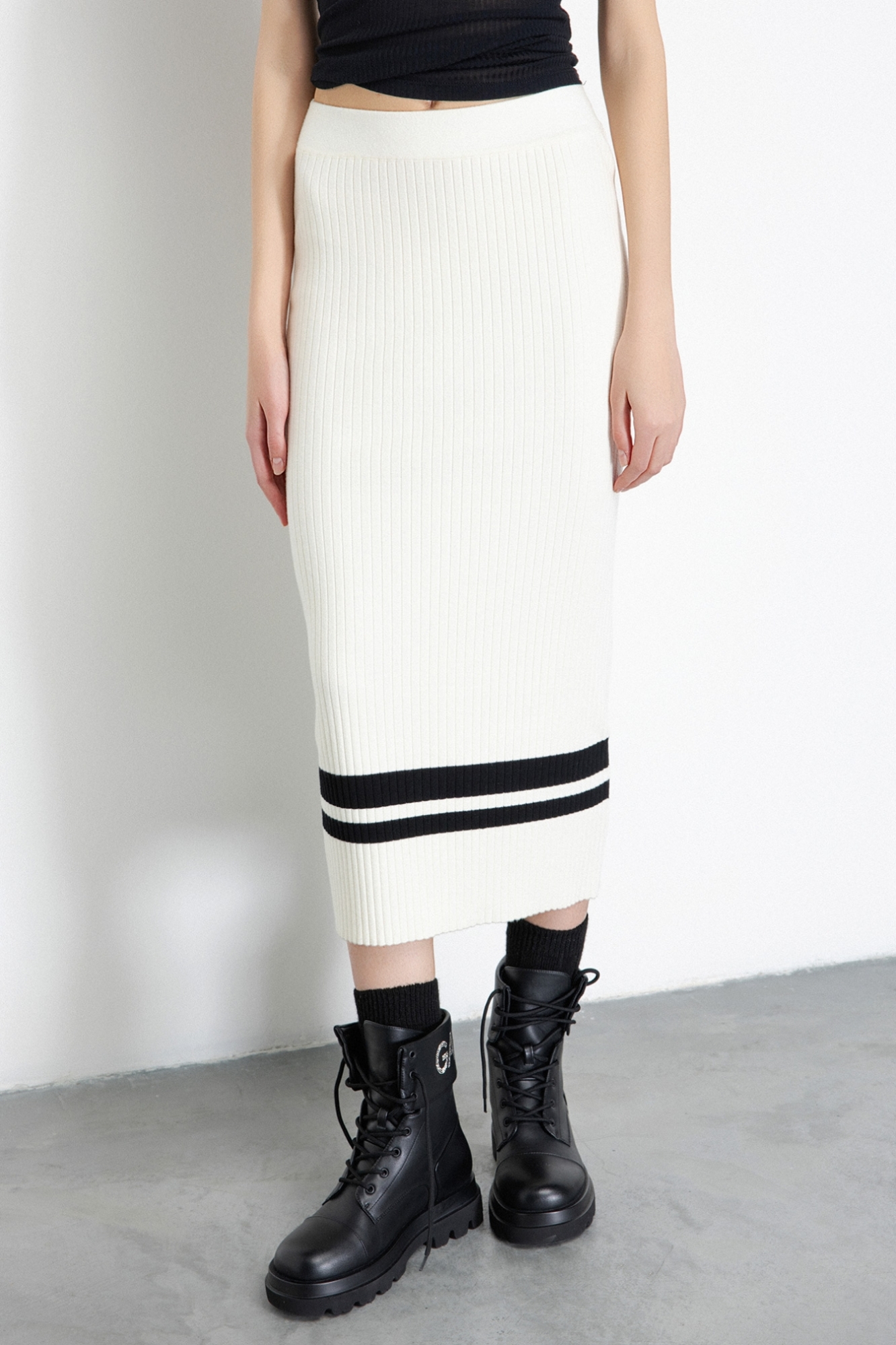 Gonna Midi In Maglieria • Off White