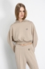 Felpa Crop Con Cappuccio E Punto Smock • Cammello