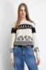 Pullover Paricollo In Maglieria Con Balza E Polsi Alti • Off White