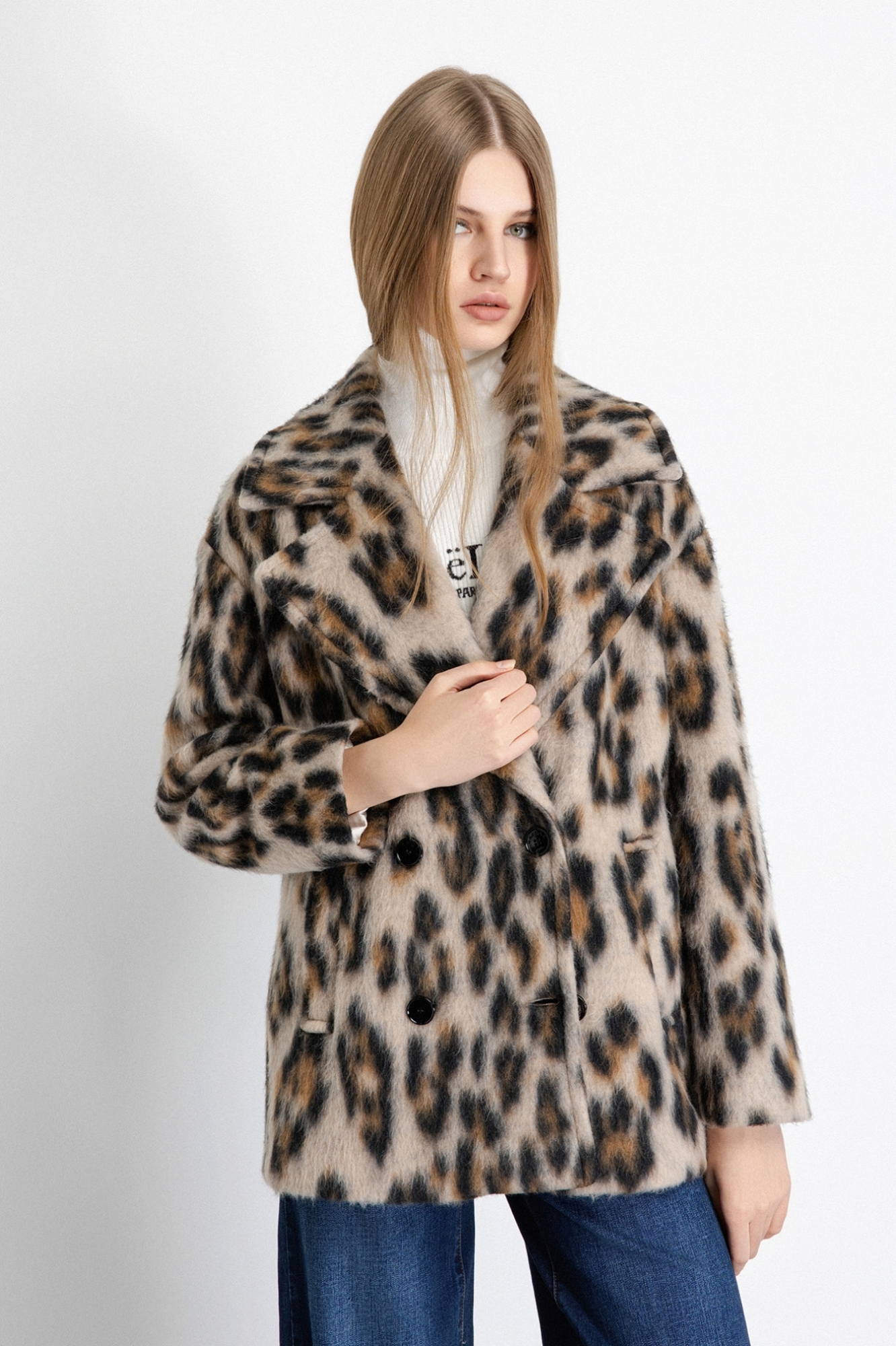 Peacot Doppiopetto Con Tasche A Fessura Laterali • Maculato