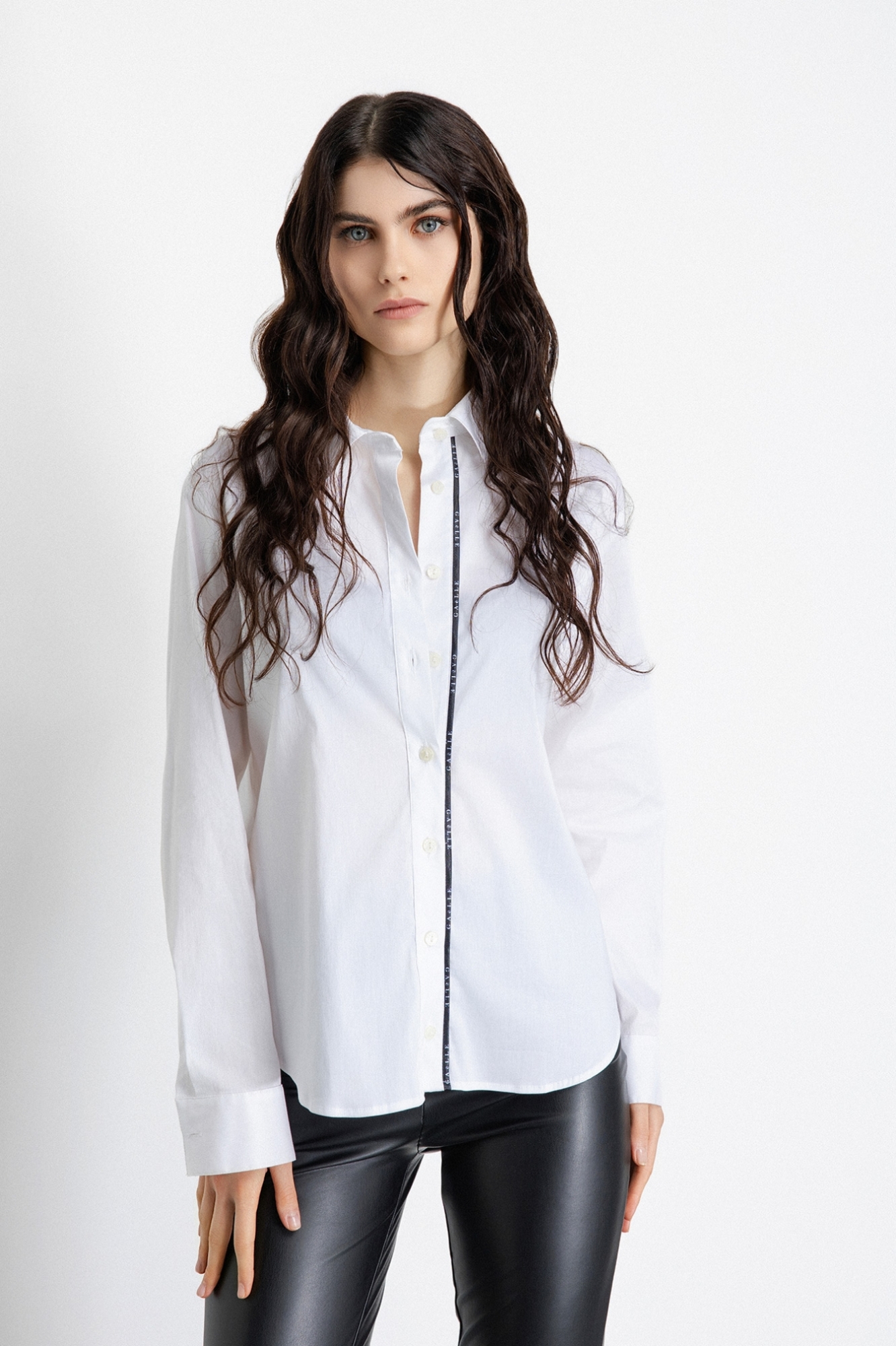 Camicia Manica Lunga Con Piping • Off White