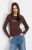 Pullover Paricollo In Maglia A Coste • Marrone Bruciato