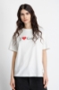 T-Shirt In Jersey Girocollo Mezza Manica Con Stampa • Off White