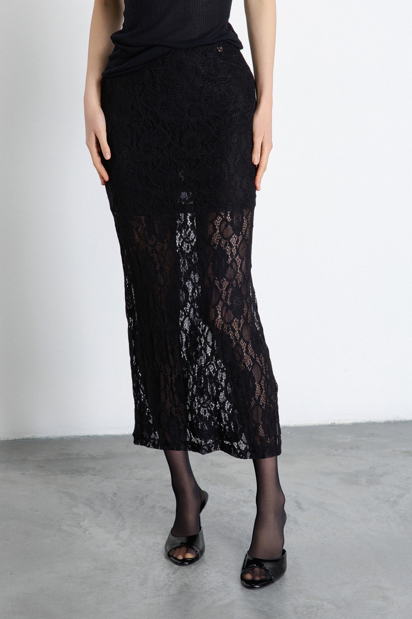 Gonna Midi In Pizzo • Nero
