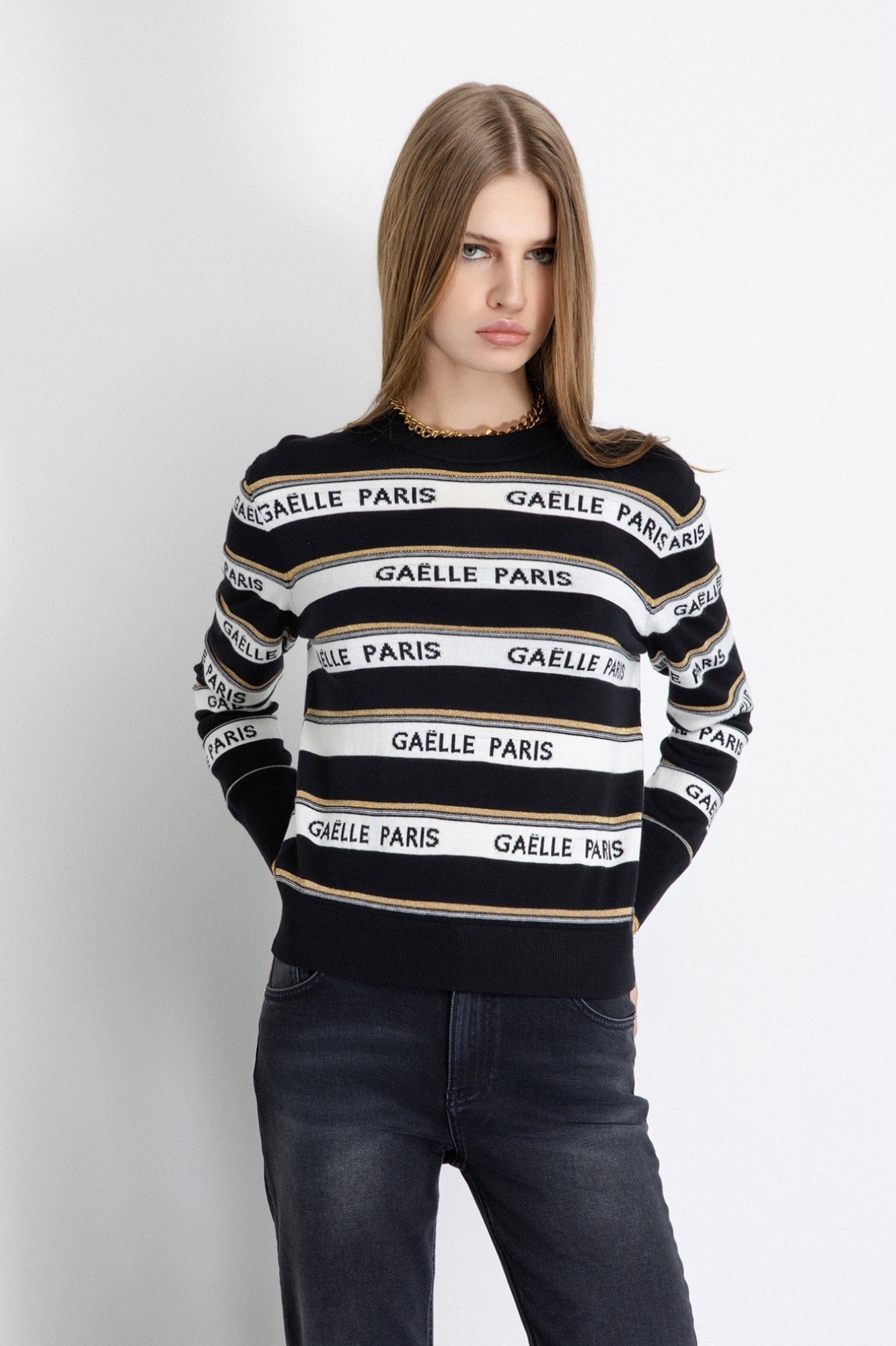 Girocollo In Maglia Jacquard • Nero