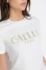T-Shirt Paricollo Mezza Manica Con Personalizzazione Strass /Borchie Termo • Off White