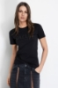 T-Shirt Paricollo Mezza Manica Con Logo Glitter Nero • Nero