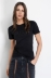 T-Shirt Paricollo Mezza Manica Con Logo Glitter Nero • Nero