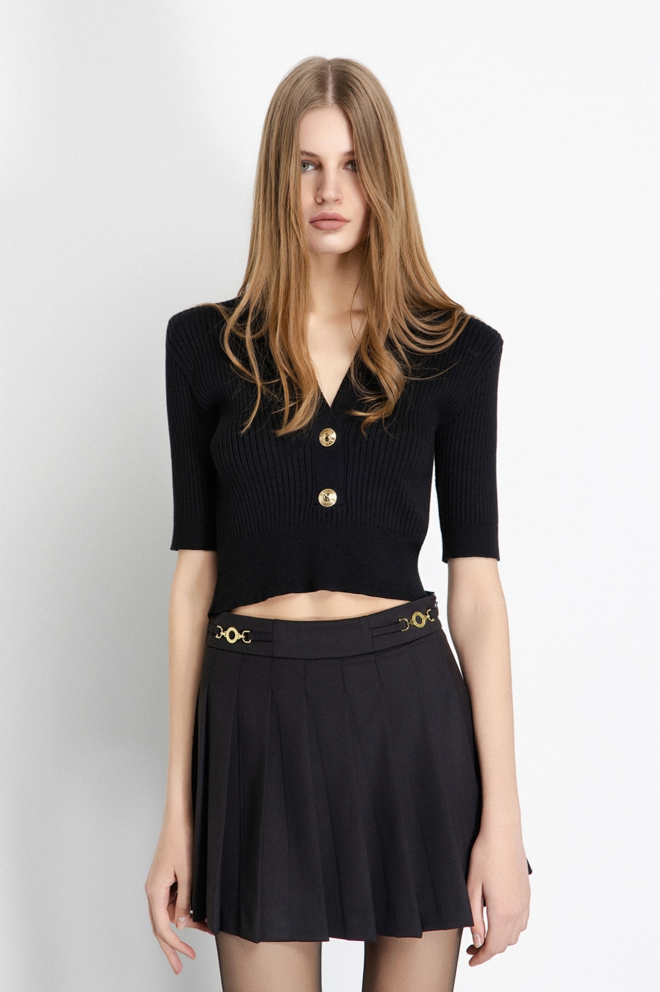 Top In Maglia Strutturato • Nero