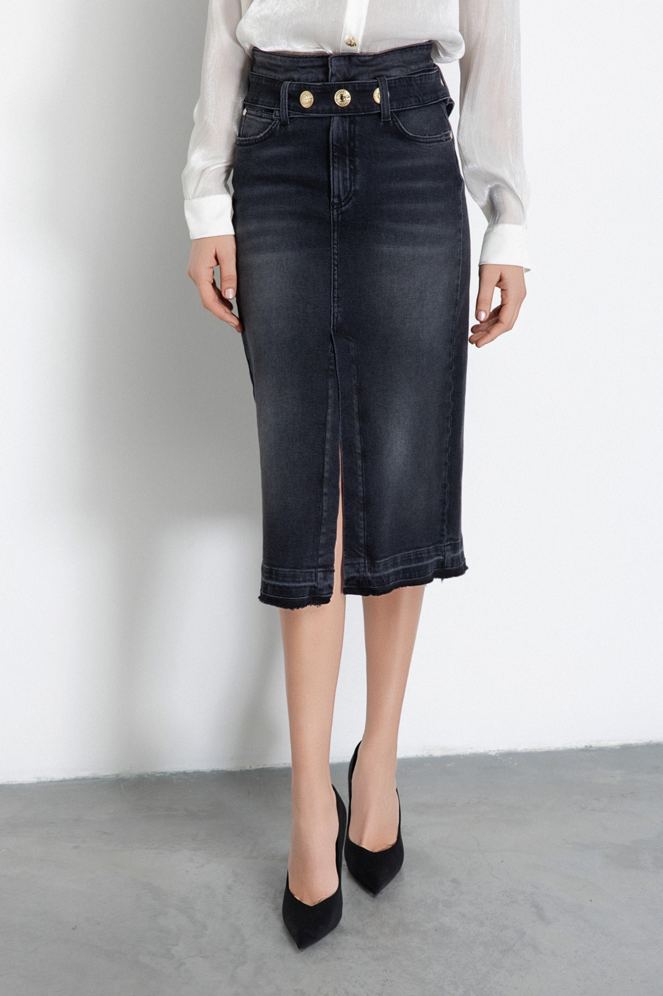 Gonna Longuette Con Cintura • Nero