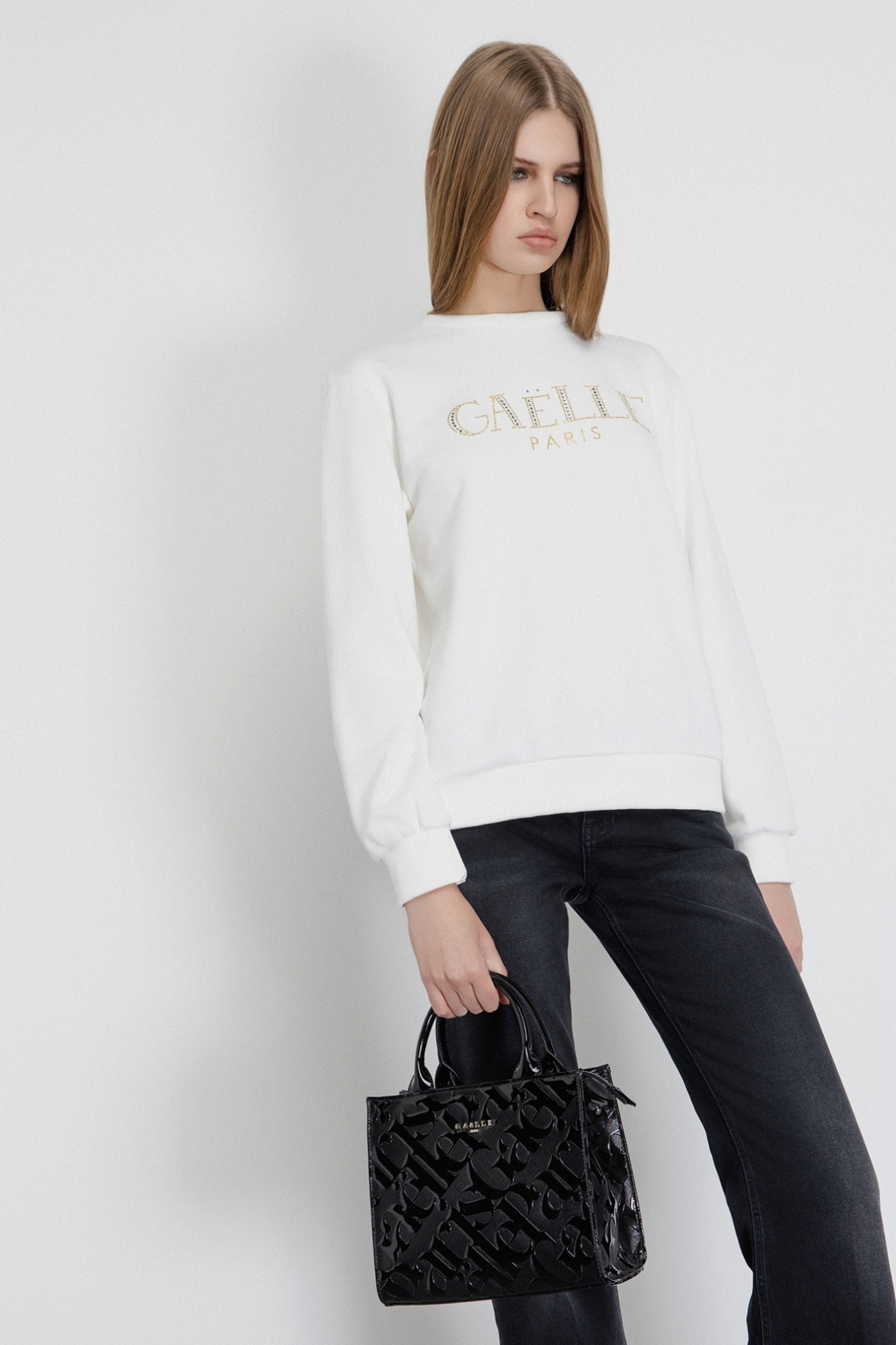 Mini Shopper Allover In Vernice • Nero