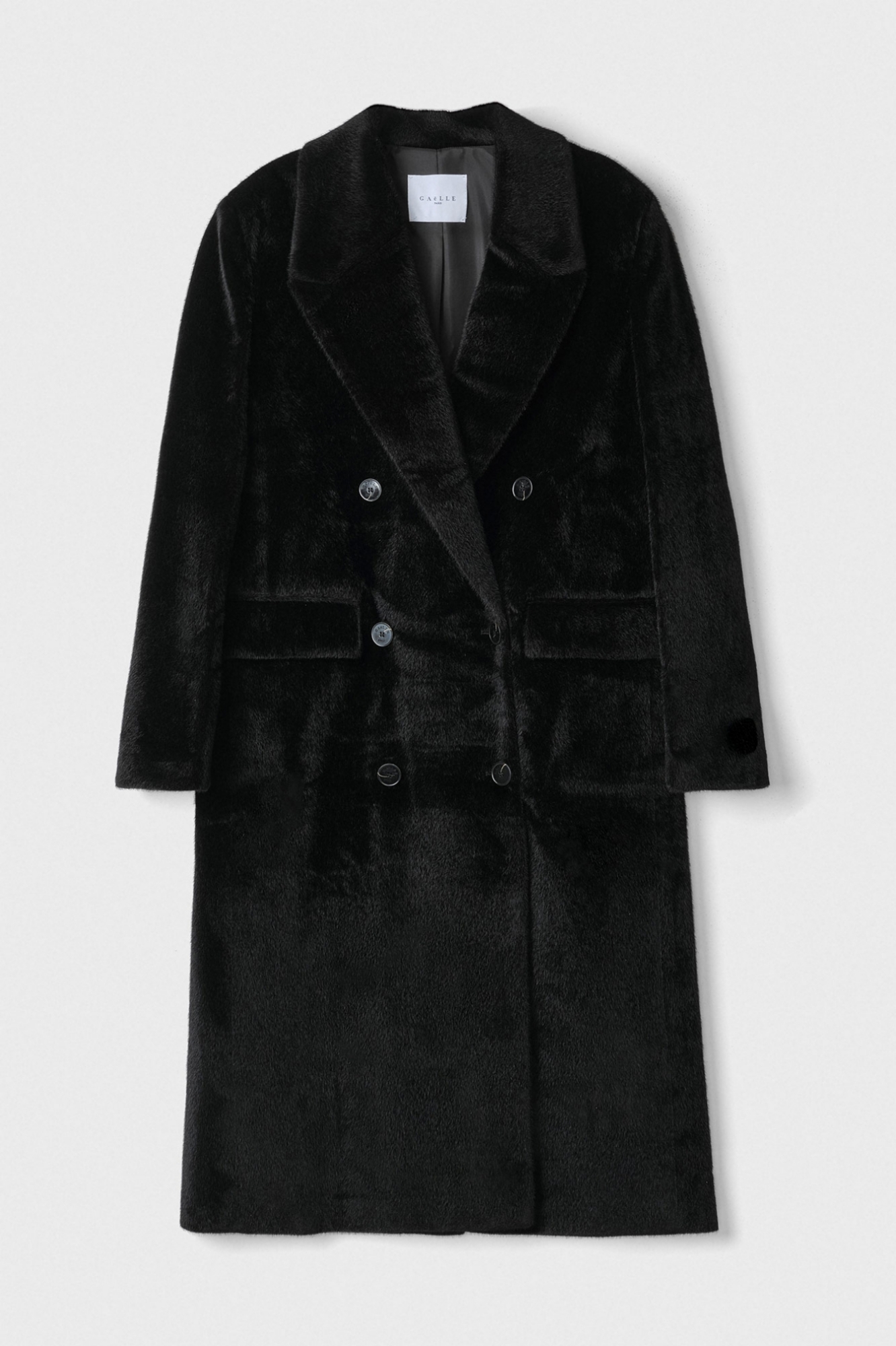 Cappotto Lungo Doppiopetto Con Spalla Importante • Nero