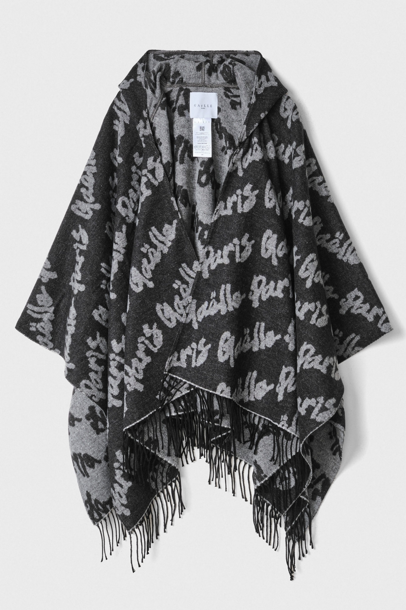 Poncho Fantasia Allover Jacquard • Nero-Offwhite