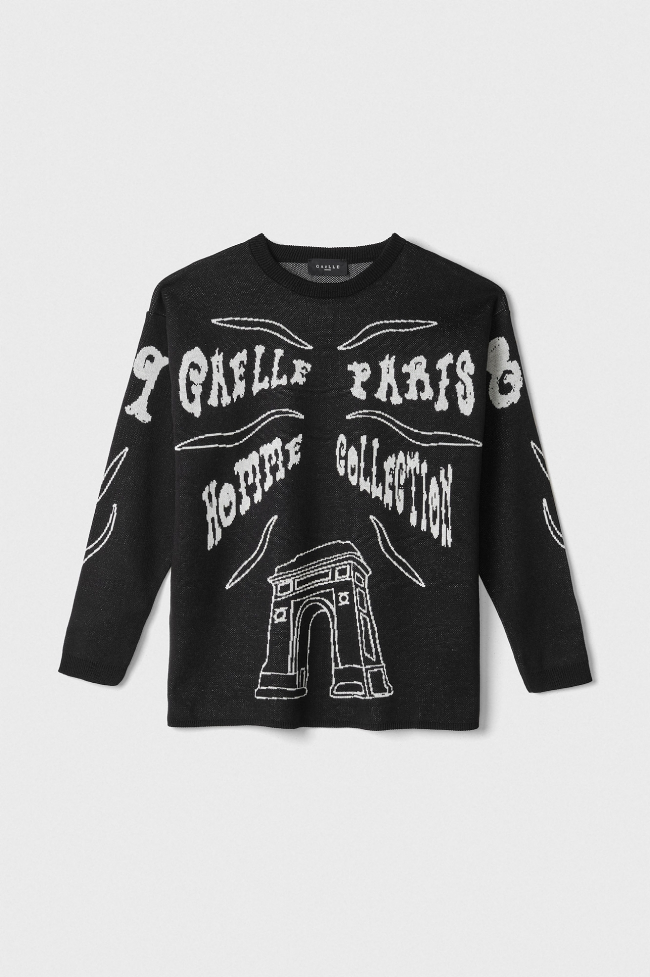 Maglia Pipistrello Jacquard Over • Nero