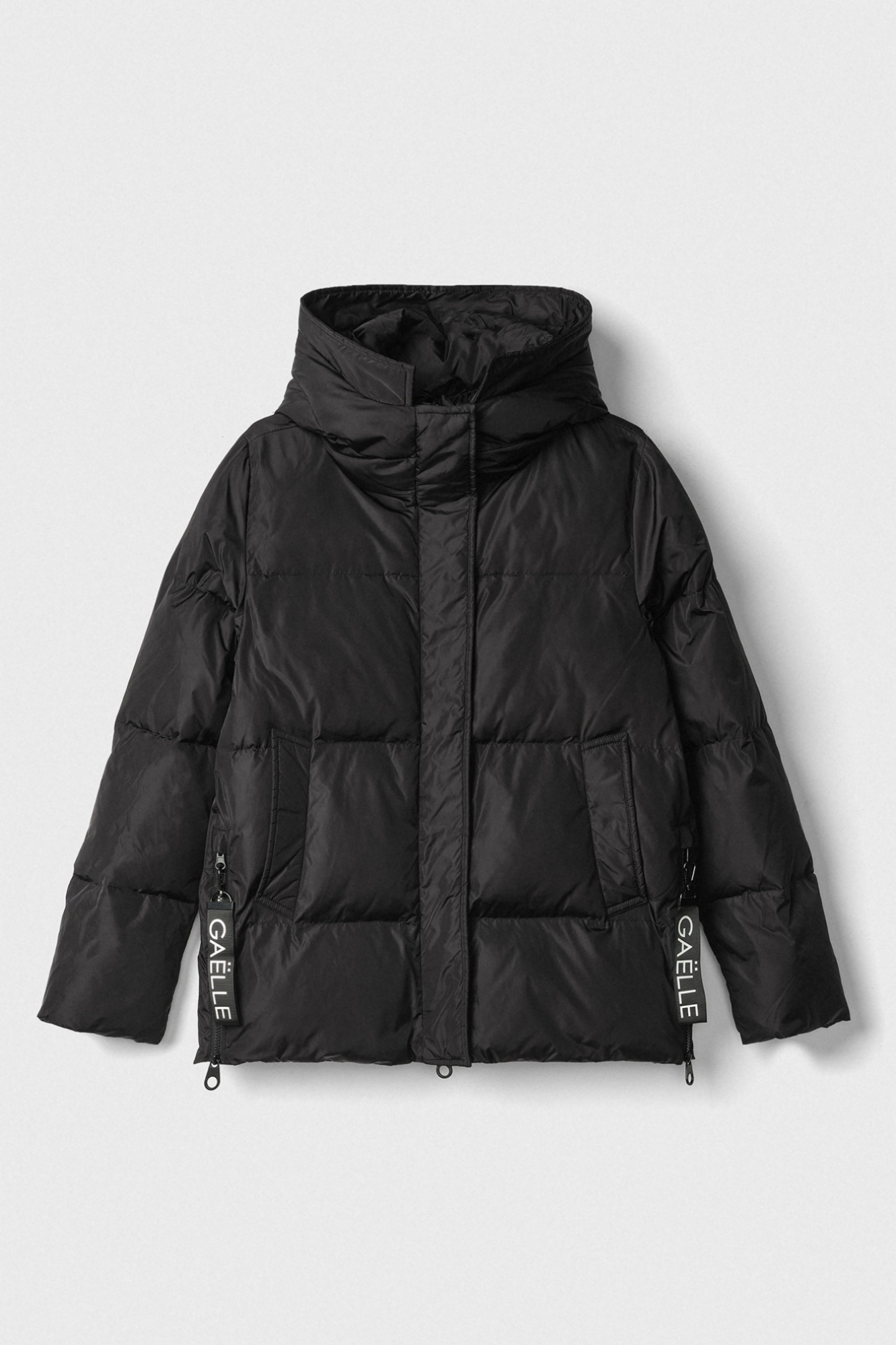 Piumino Manica Lunga Con Tirazip Logato • Nero